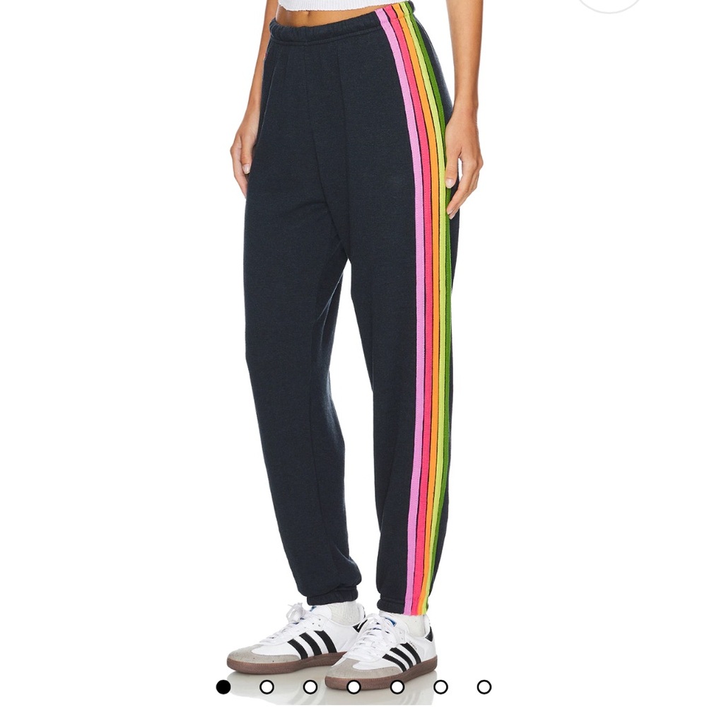 Aviator nation five stripe sweatpants charcoal size large